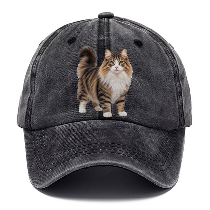 Norwegian Forest Cat Standing Three Quarter Realistic Cat Portrait Classic Cap – Graphite