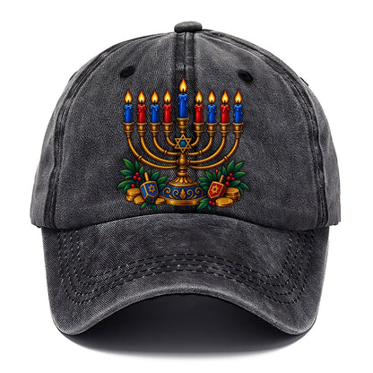Hanukkah Menorah Cozy Judaism Heritage Classic Cap – Graphite