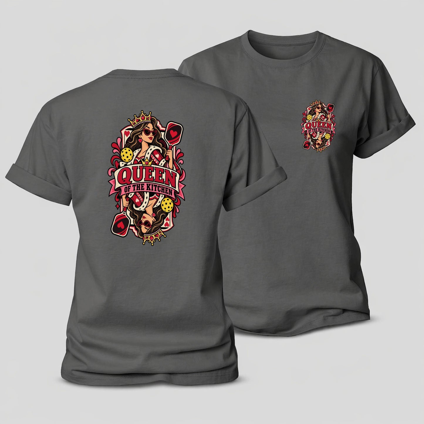Queen Of The Kitchen Pickleball Life Women's Cotton T-Shirt – Grey