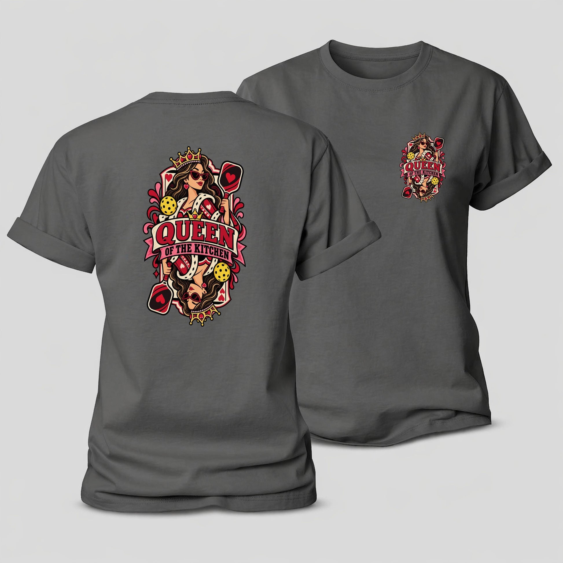 Queen Of The Kitchen Pickleball Life Women's Cotton T-Shirt – Grey