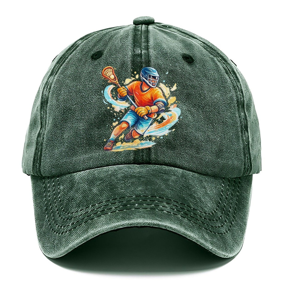 Lacrosse Player Cradling Stick Classic Cap – Forest Mist
