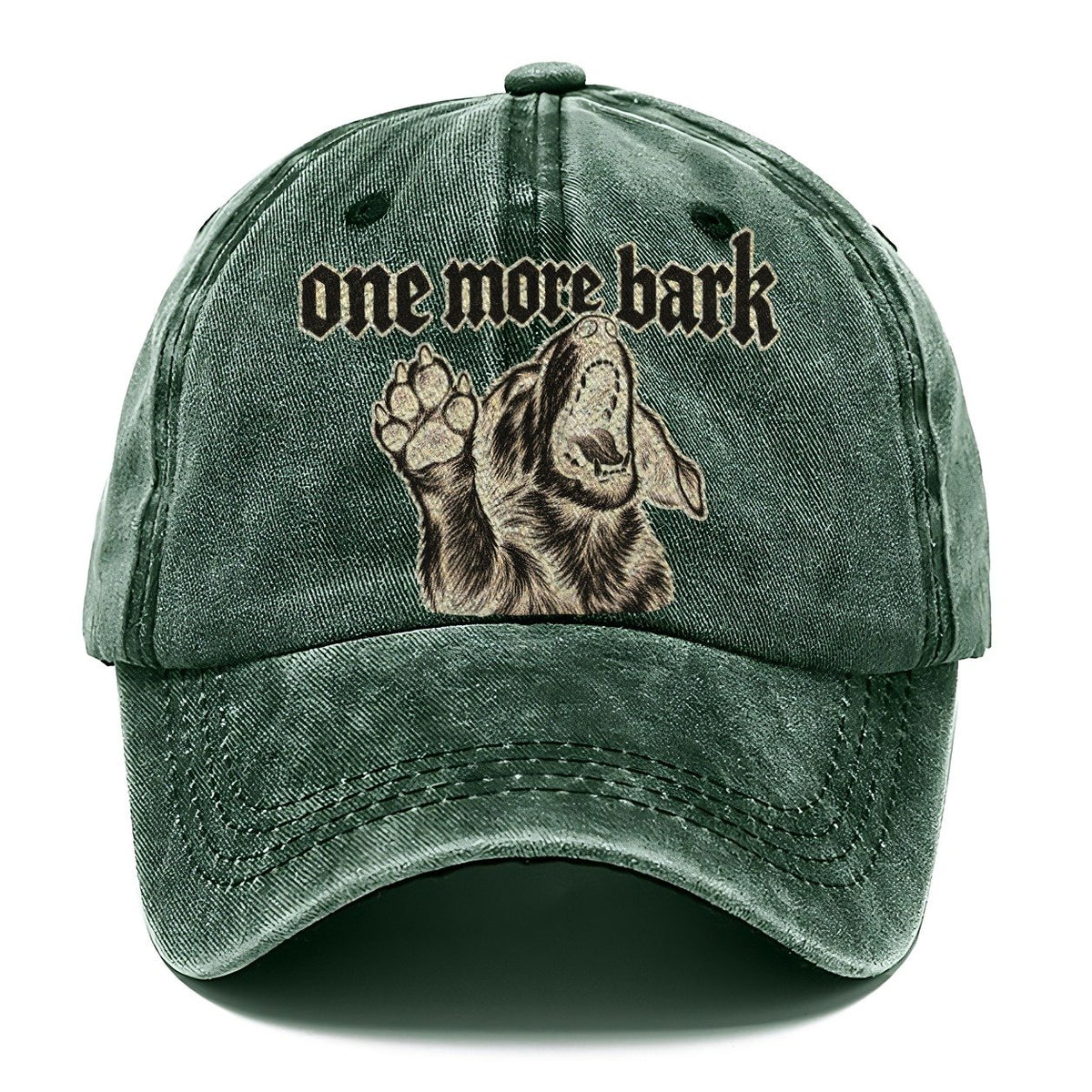 A Dog Head Mid Howl With One Front Paw Raised To The Viewer Bark For Me Classic Cap – Forest Mist