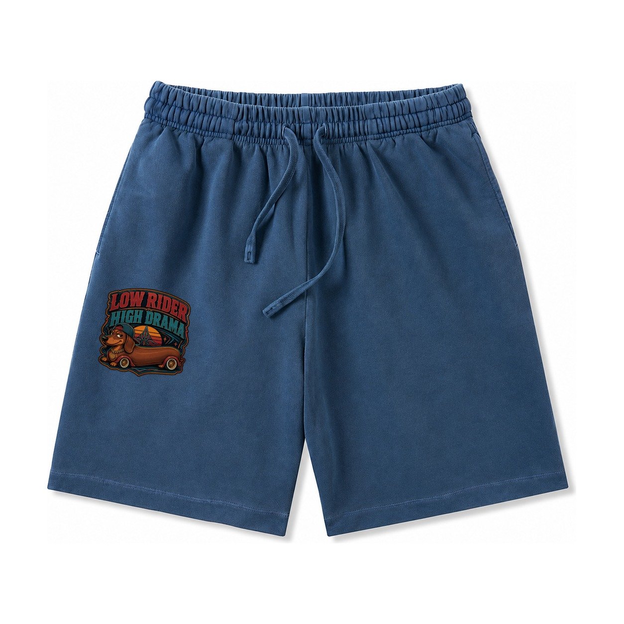 Low Rider High Drama Dachshund Washed Shorts – Denim Blue
