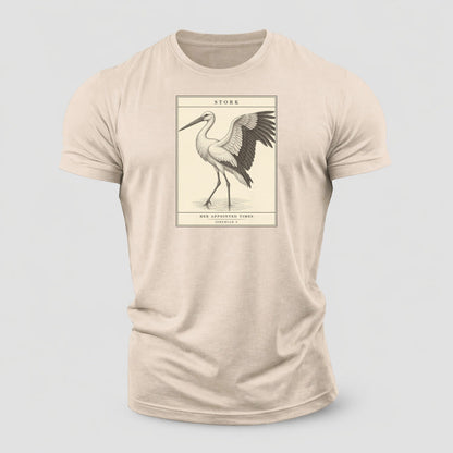 Stork Specimen Plate Creature Canticle Cotton T-Shirt – Sand