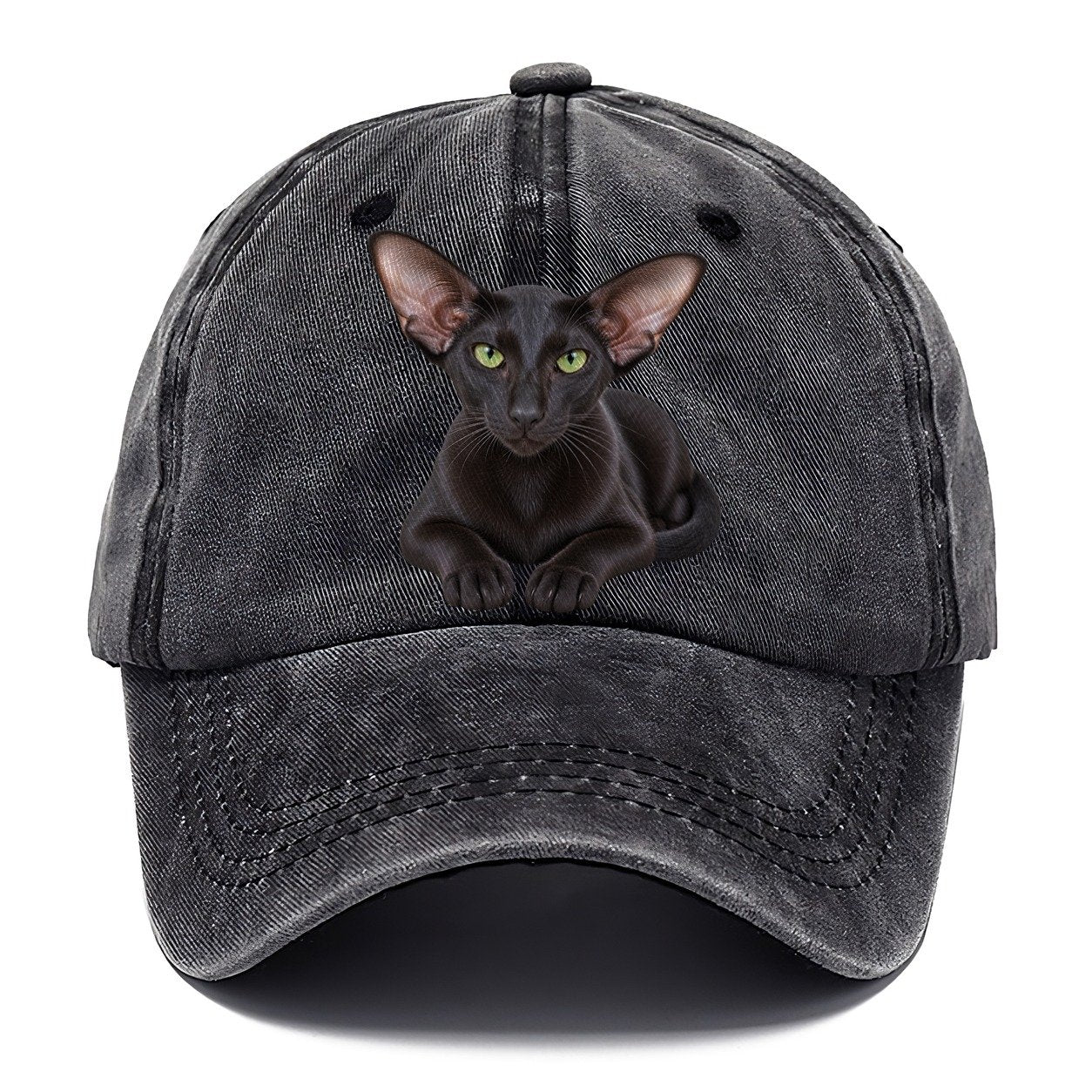 Oriental Shorthair Reclining Paws Forward Realistic Cat Portrait Classic Cap – Graphite