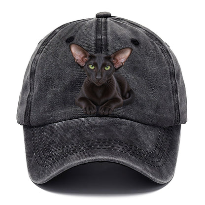 Oriental Shorthair Reclining Paws Forward Realistic Cat Portrait Classic Cap – Graphite