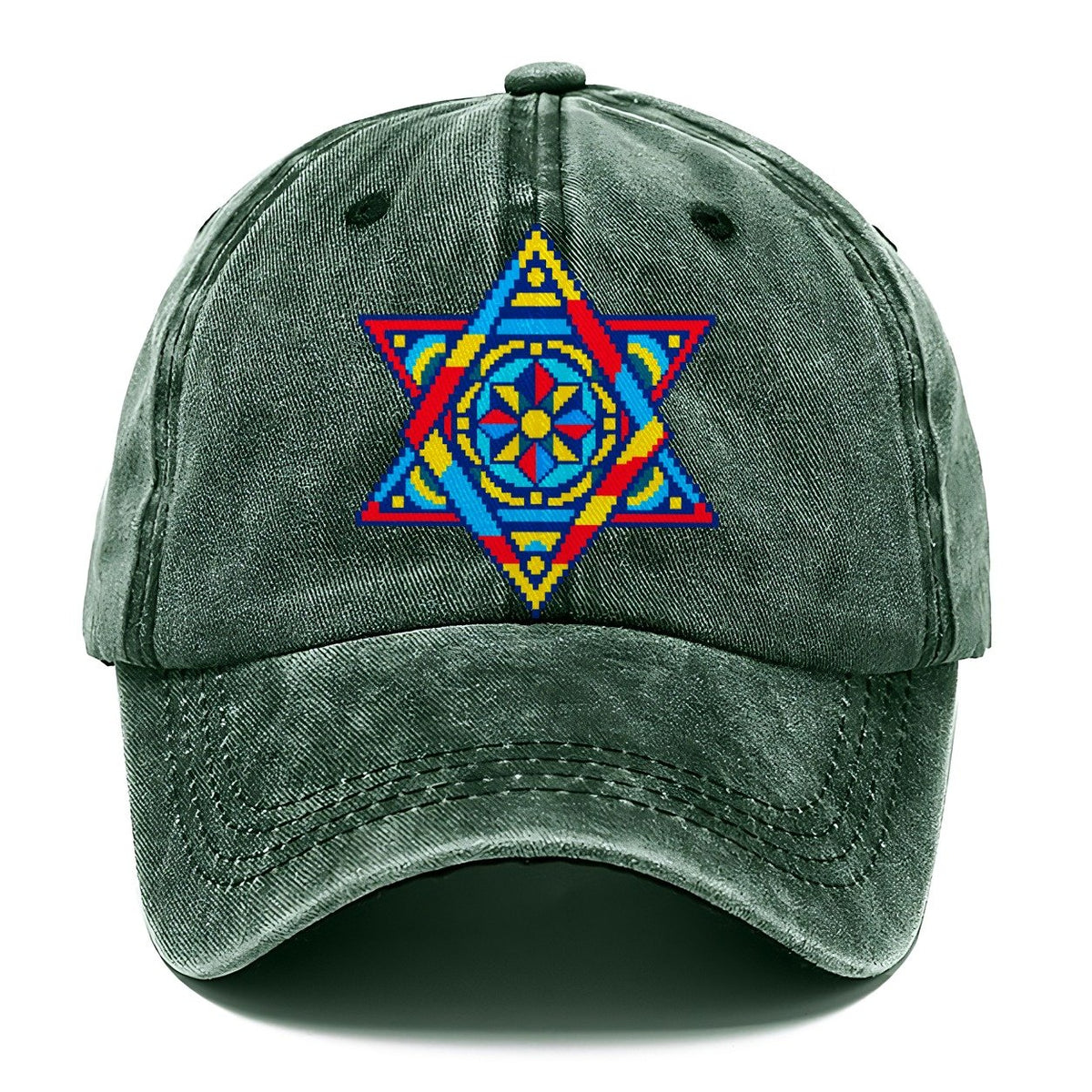 Pixel Art Star of David Classic Cap – Forest Mist