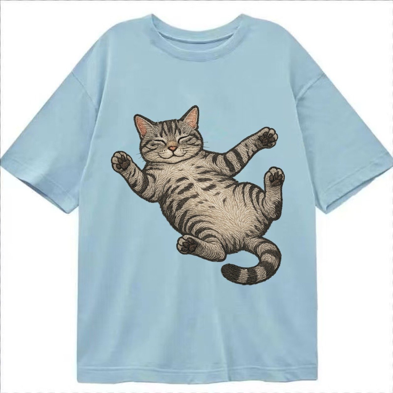 American Shorthair Silver Tabby Classic Pattern Fully Relaxe Classic T-shirt – Light Blue