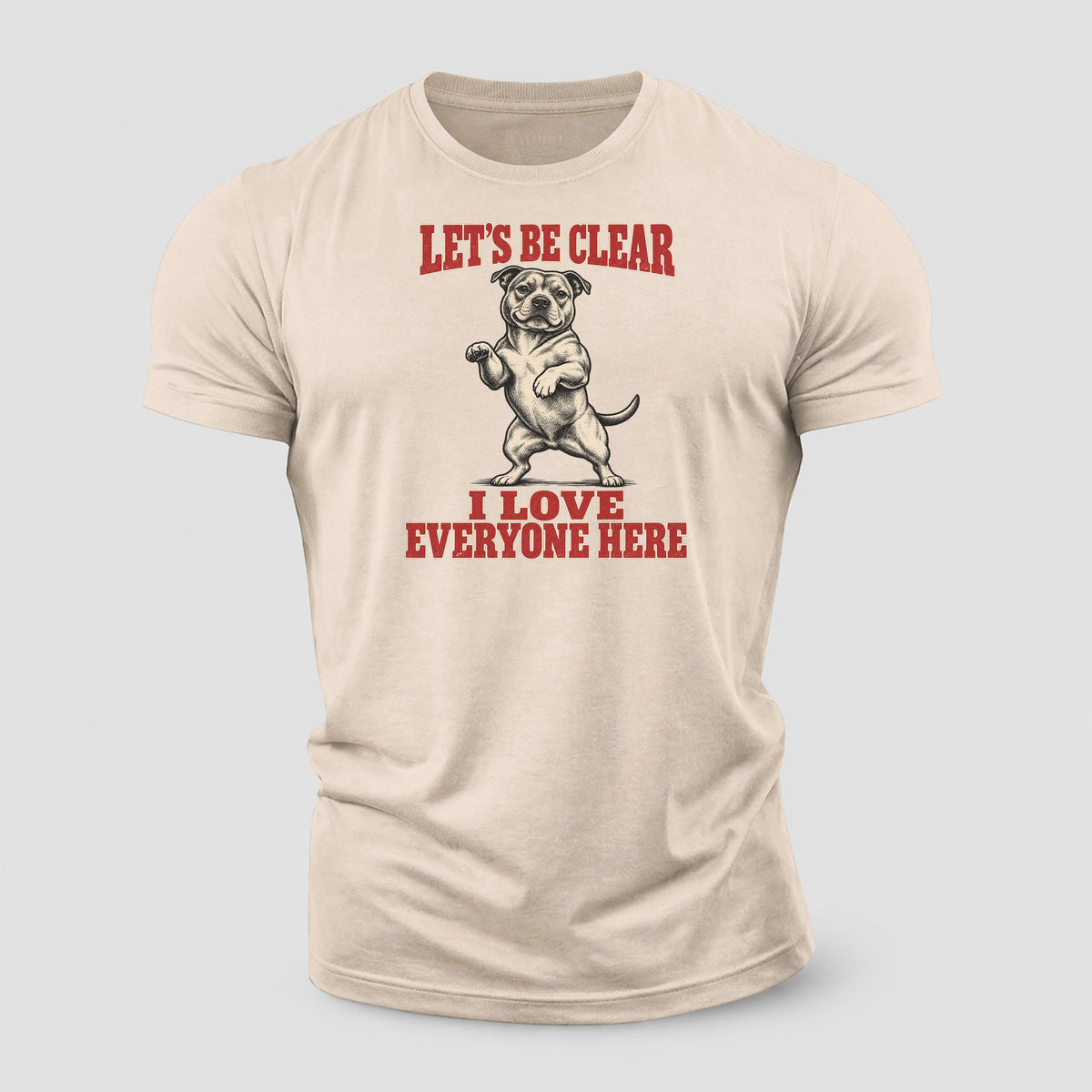 Staffordshire Bull Terrier Dog Declarations Cotton T-Shirt – Sand
