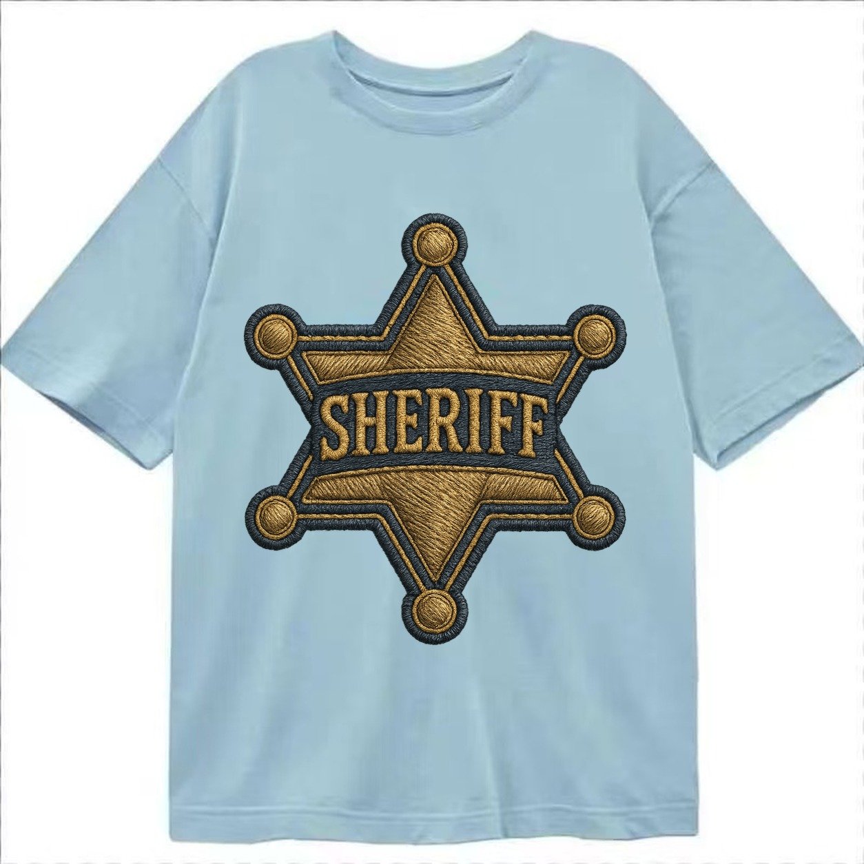 Sheriff Badge Six Pointed Star With Sheriff Engraving And Br Classic T-shirt – Light Blue