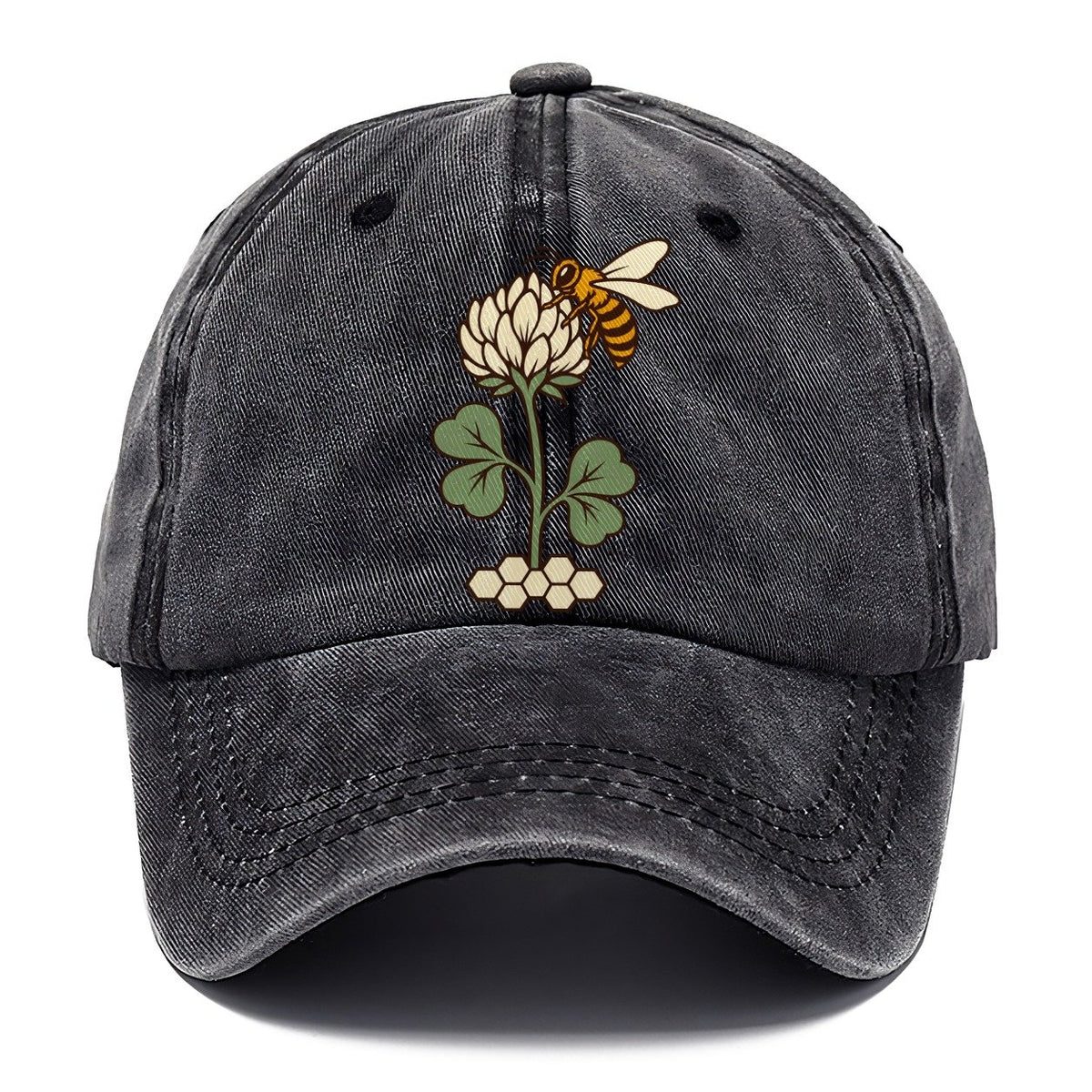 Clover And Bee Pairing Beekeeping Classic Cap – Graphite