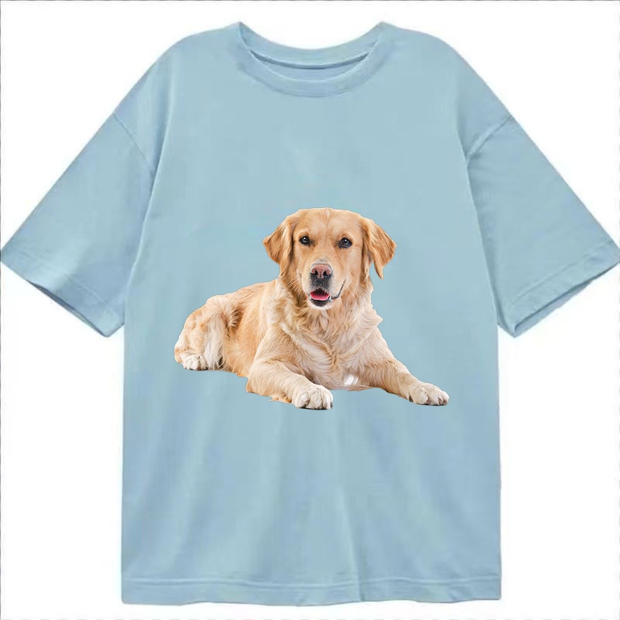 Golden Retriever Laying Dow Classic T-shirt – Light Blue