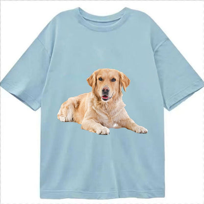 Golden Retriever Laying Dow Classic T-shirt – Light Blue