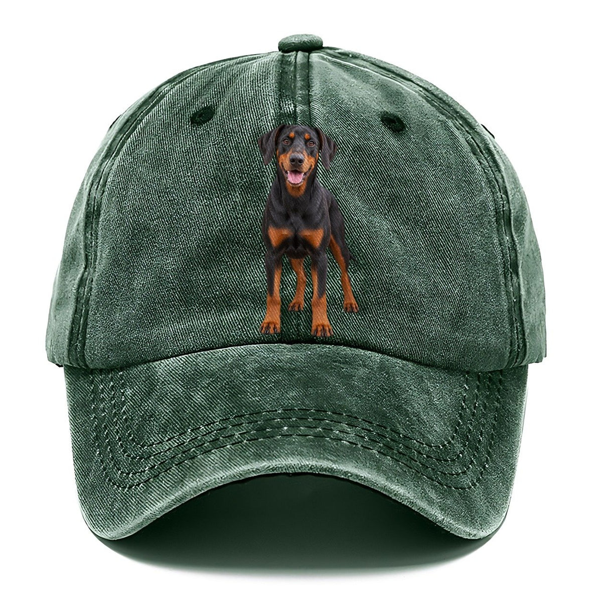 Doberman Pinscher Standing Front Facing Top Breeds Classic Cap – Forest Mist