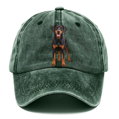Doberman Pinscher Standing Front Facing Top Breeds Classic Cap – Forest Mist