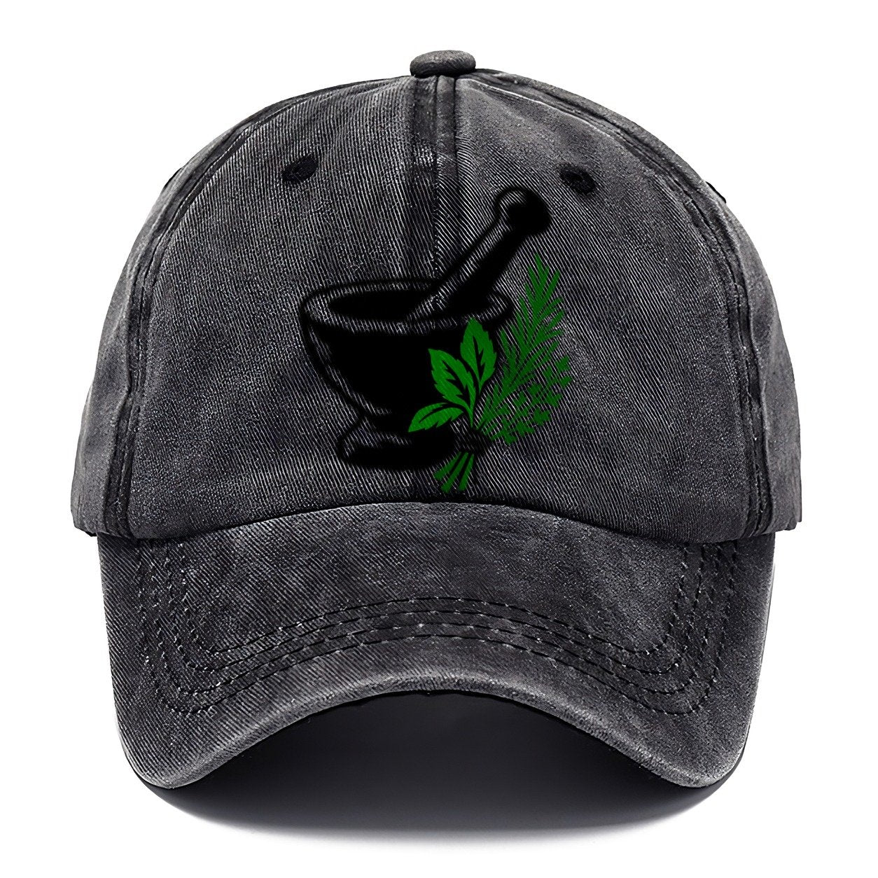Mortar And Pestle With Herbs Witch Magic Classic Cap – Graphite