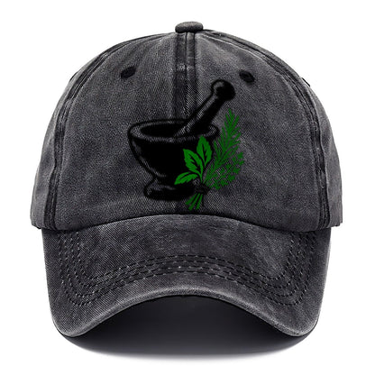 Mortar And Pestle With Herbs Witch Magic Classic Cap – Graphite