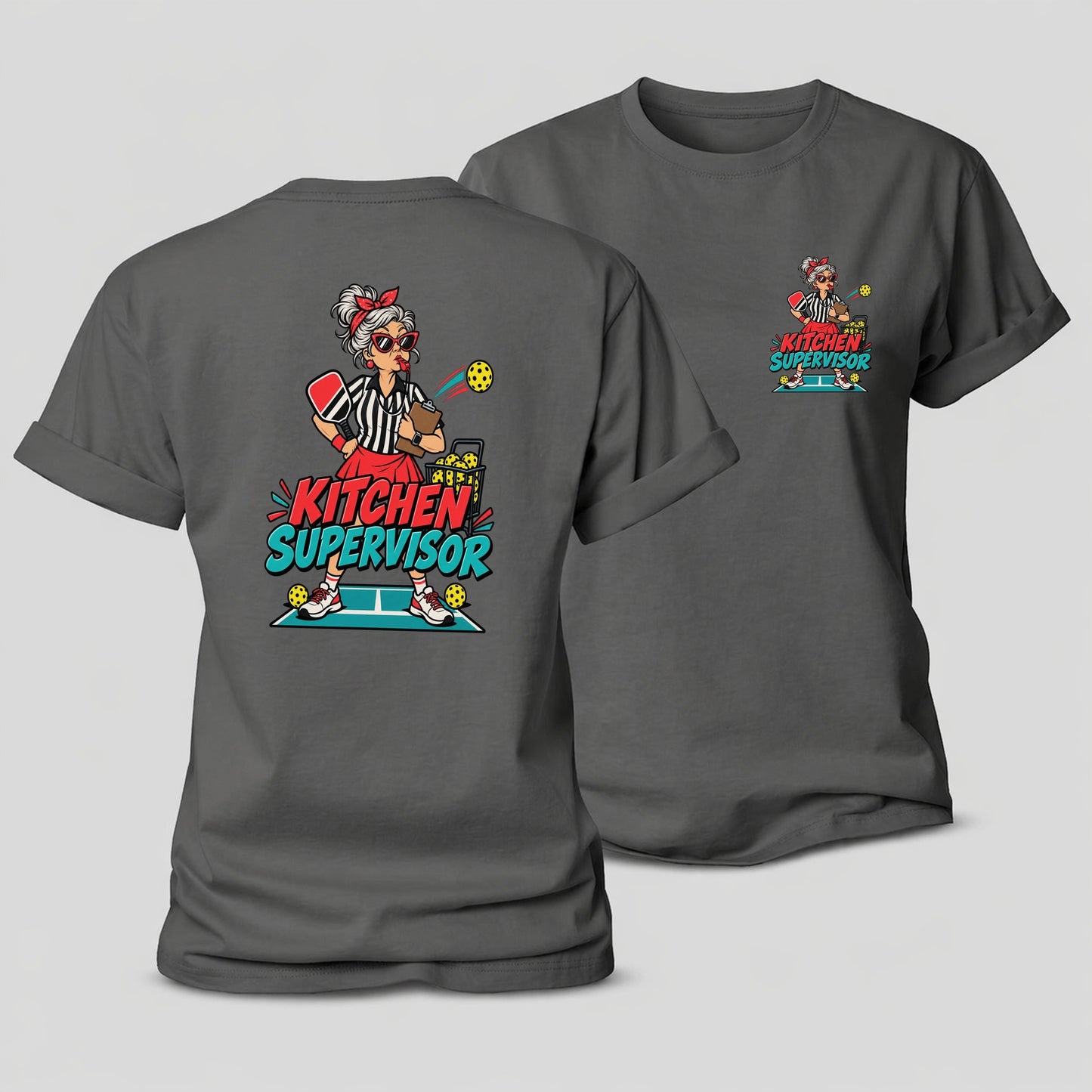 Kitchen Supervisor Pickleball Life Women's Cotton T-Shirt – Grey