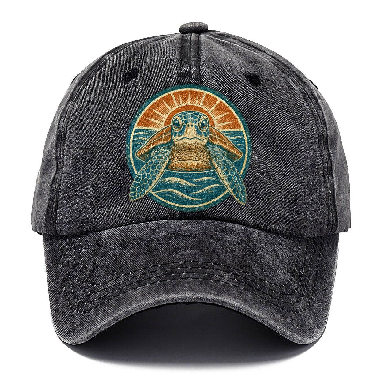 Vintage Sea Turtle Sunrise Classic Cap – Graphite