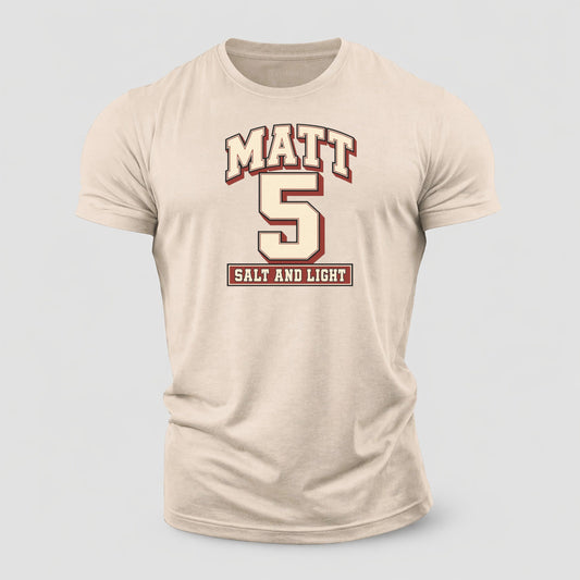 Matthew 5 Varsity Chapel Varsity Cotton T-Shirt – Sand