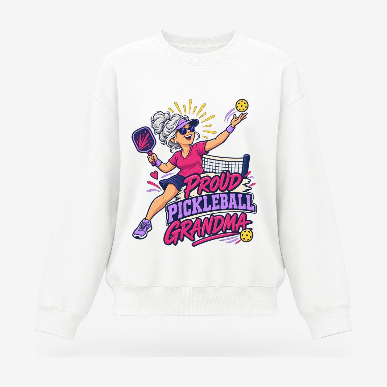 Proud Pickleball Grandma Pickleball Life Women's Crewneck Sweatshirt – White