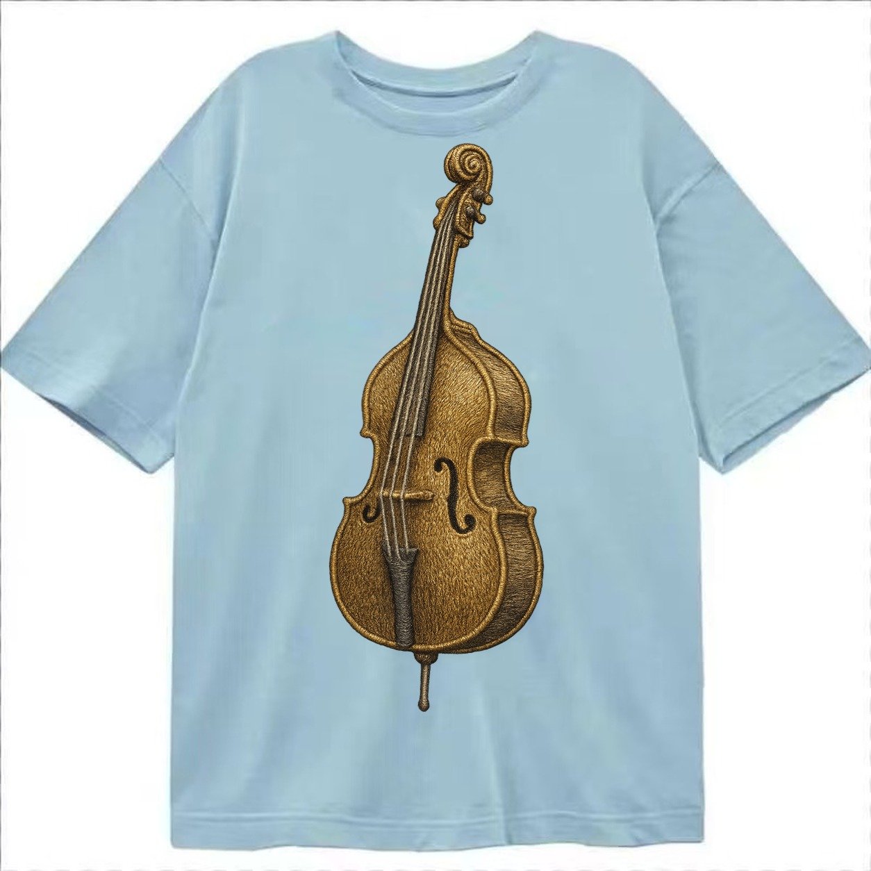 Acoustic Bass Upright Double Bass With F Holes And Wooden Br Classic T-shirt – Light Blue