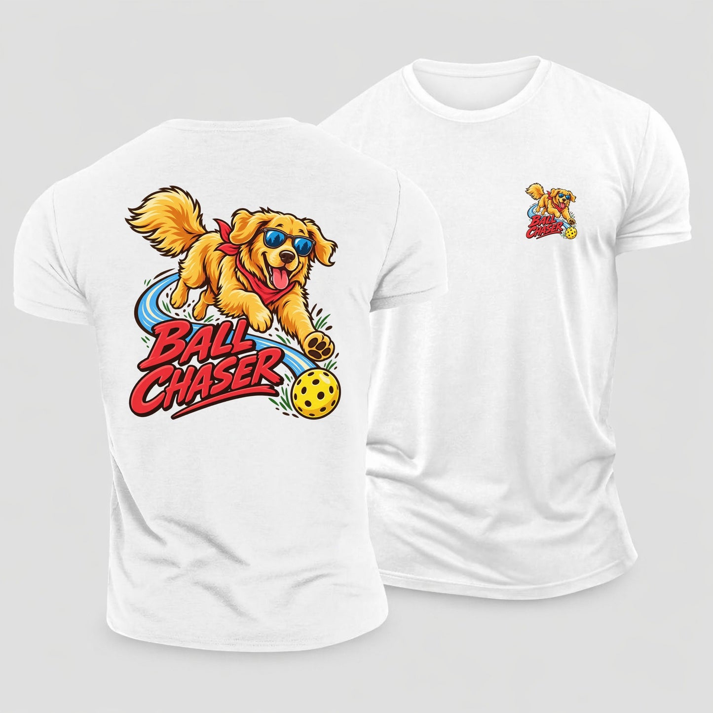 Ball Chaser Pickleball Life Cotton T-Shirt – White