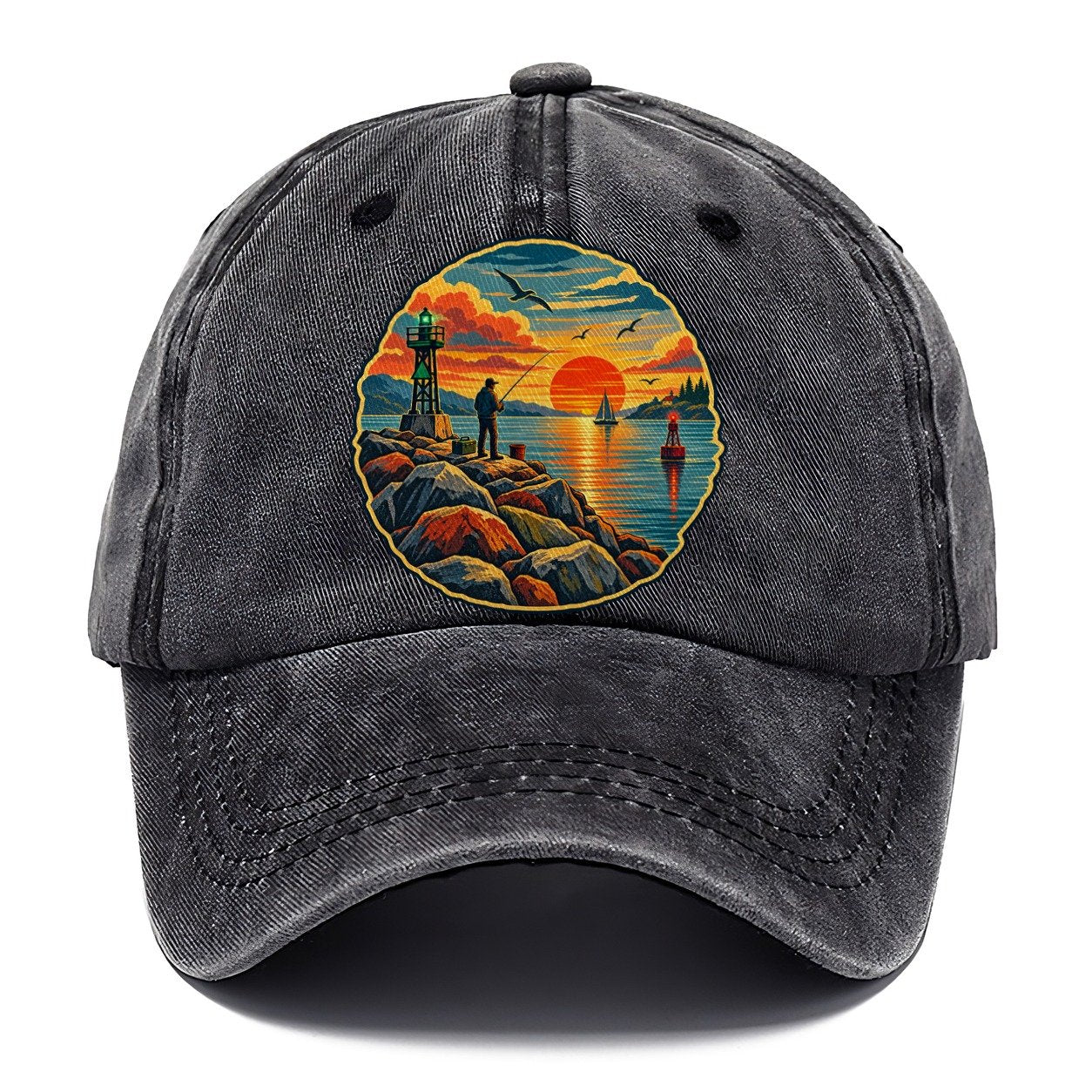 Harbor Jetty Sunset Fishing Club Classic Cap – Graphite