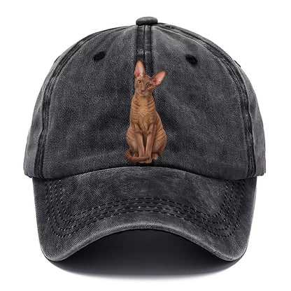 Cornish Rex Seated Portrait Realistic Cat Portrait Classic Cap – Graphite