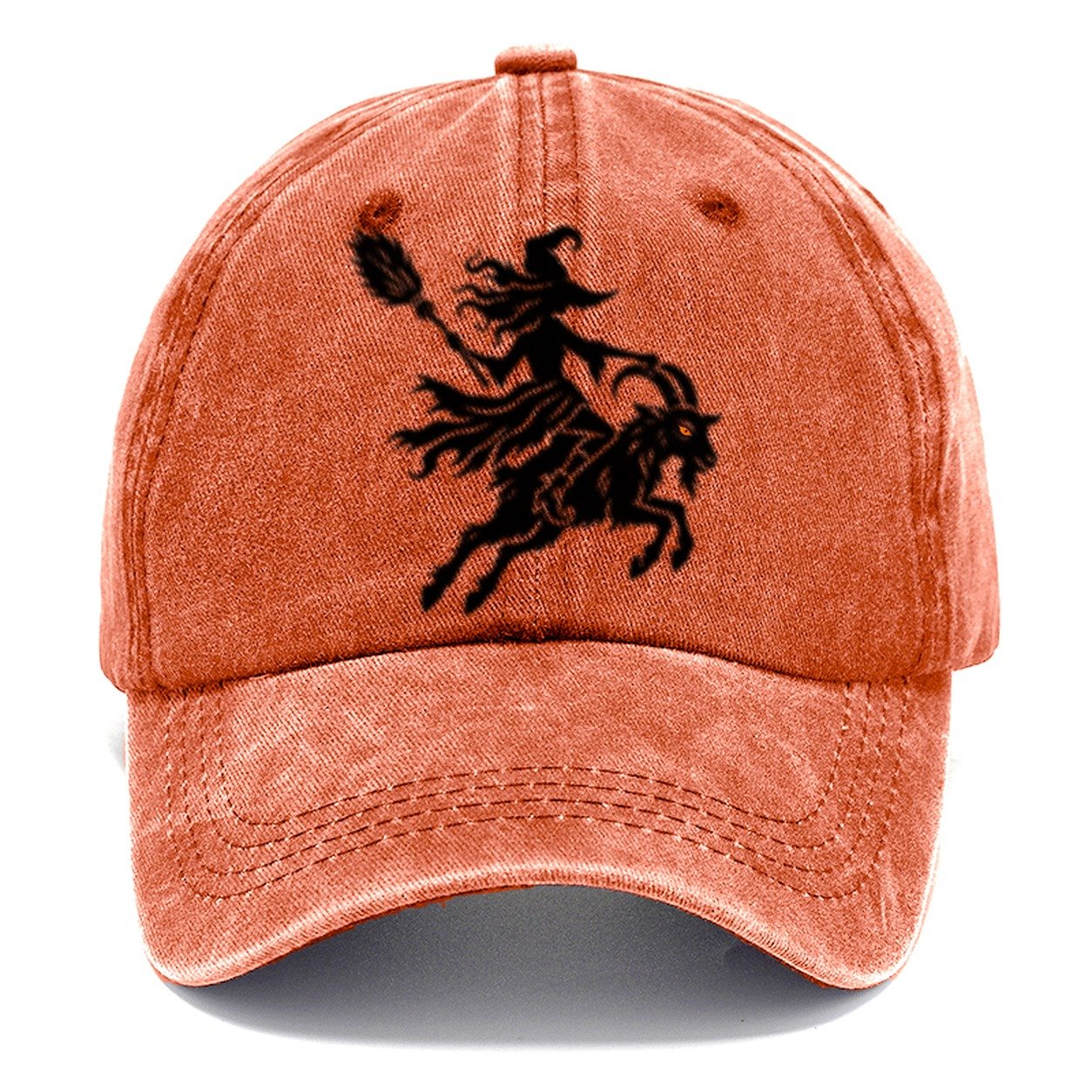 Medieval Woodcut Witch On A Goat Witch Magic Classic Cap – Terracotta Clay