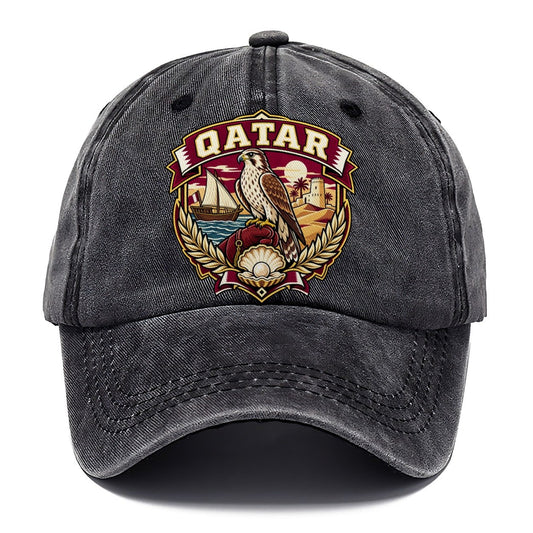 Qatar Retro Badge Country Logos Classic Cap – Graphite