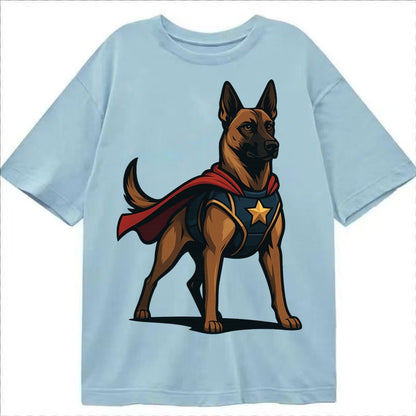 Belgian Malinois Guardian Hero Standing Ready On Four Legs N Classic T-shirt – Light Blue