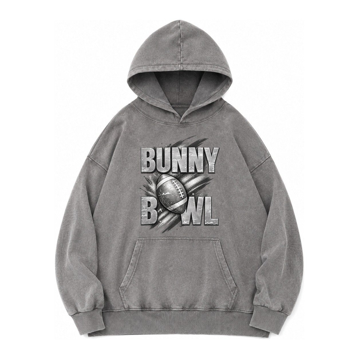 Bunny Bowl Vintage Washed Hoodie – Grey