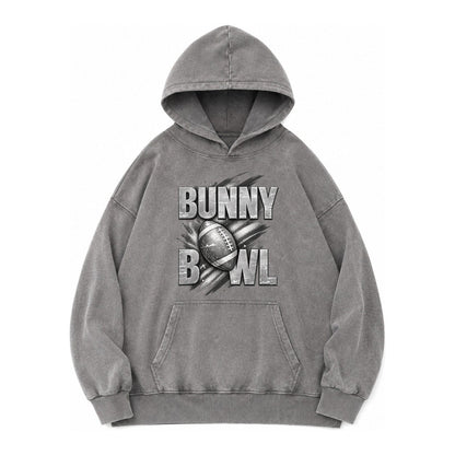 Bunny Bowl Vintage Washed Hoodie – Grey