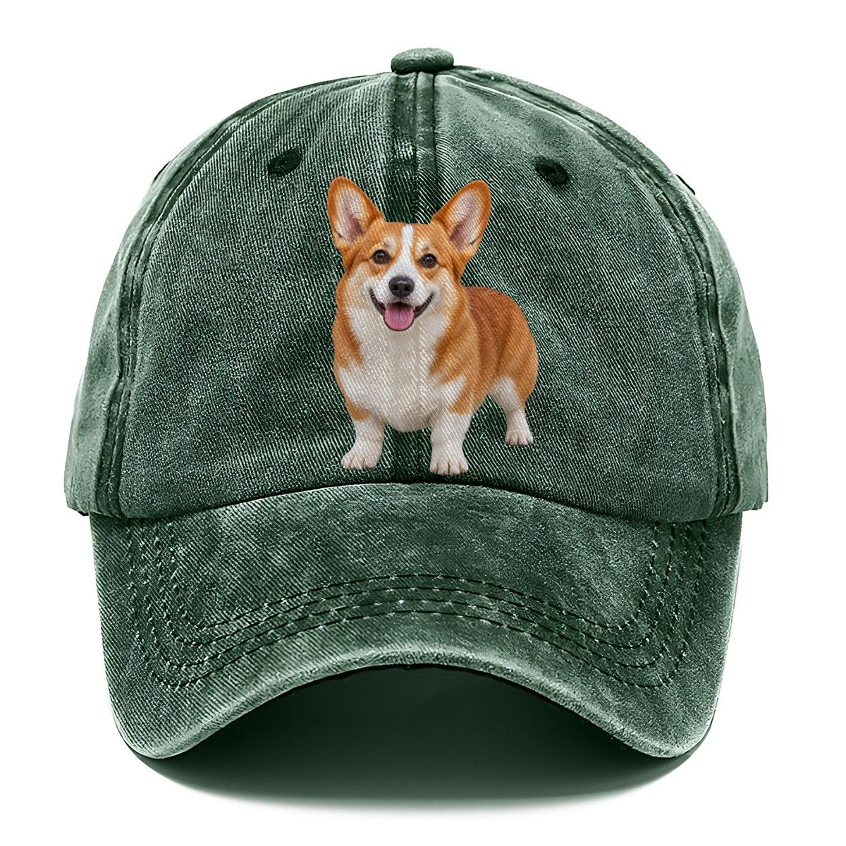 Pembroke Welsh Corgi Standing Front Facing Top Breeds Classic Cap – Forest Mist