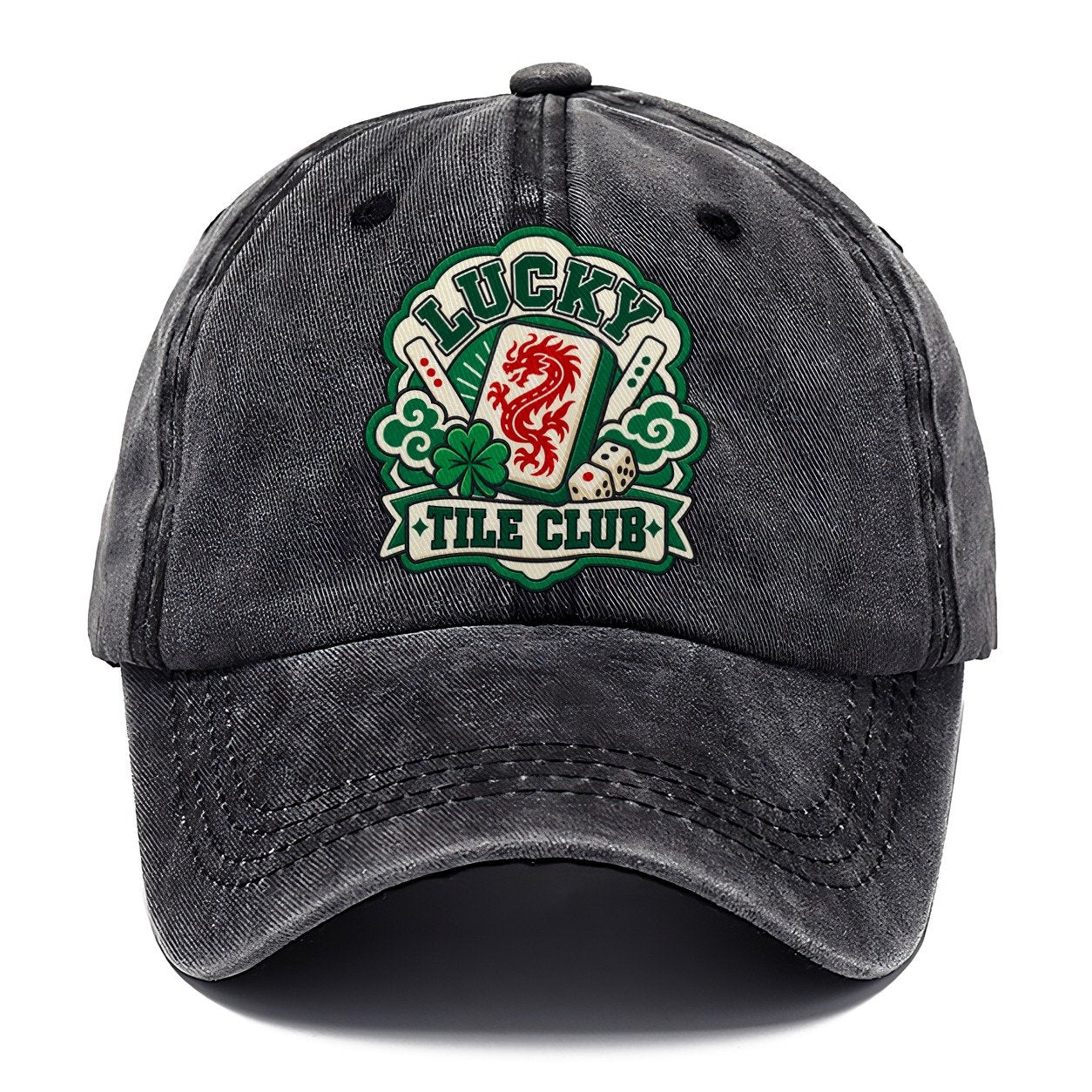 Lucky Tile Club Mahjong Game Night Classic Cap – Graphite