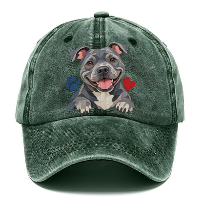Cut-Paper Staffy Blue Velvet Companions Classic Cap – Forest Mist