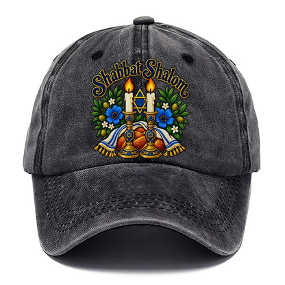 Shabbat Shalom Candles Judaism Heritage Classic Cap – Graphite