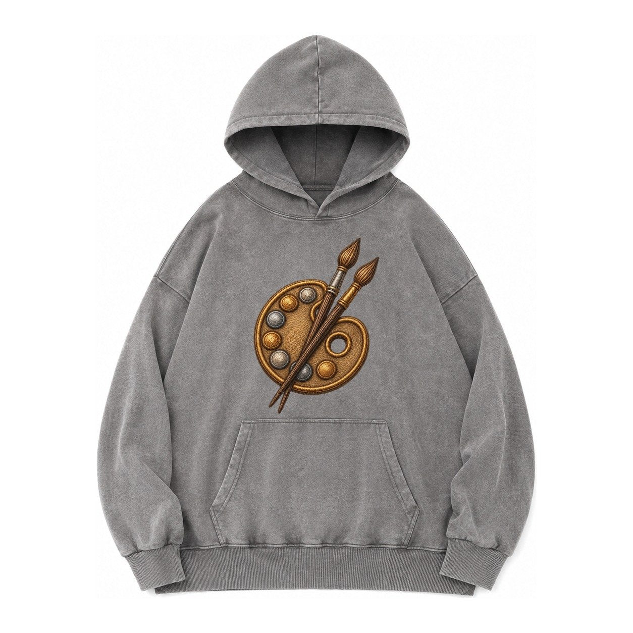 Artist Palette Vintage Washed Hoodie – Grey
