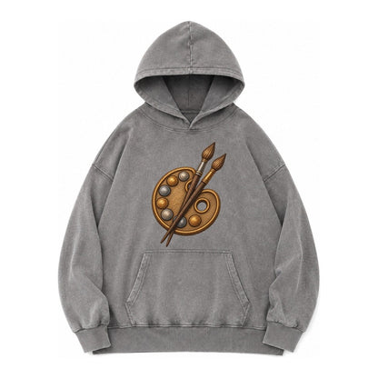 Artist Palette Vintage Washed Hoodie – Grey