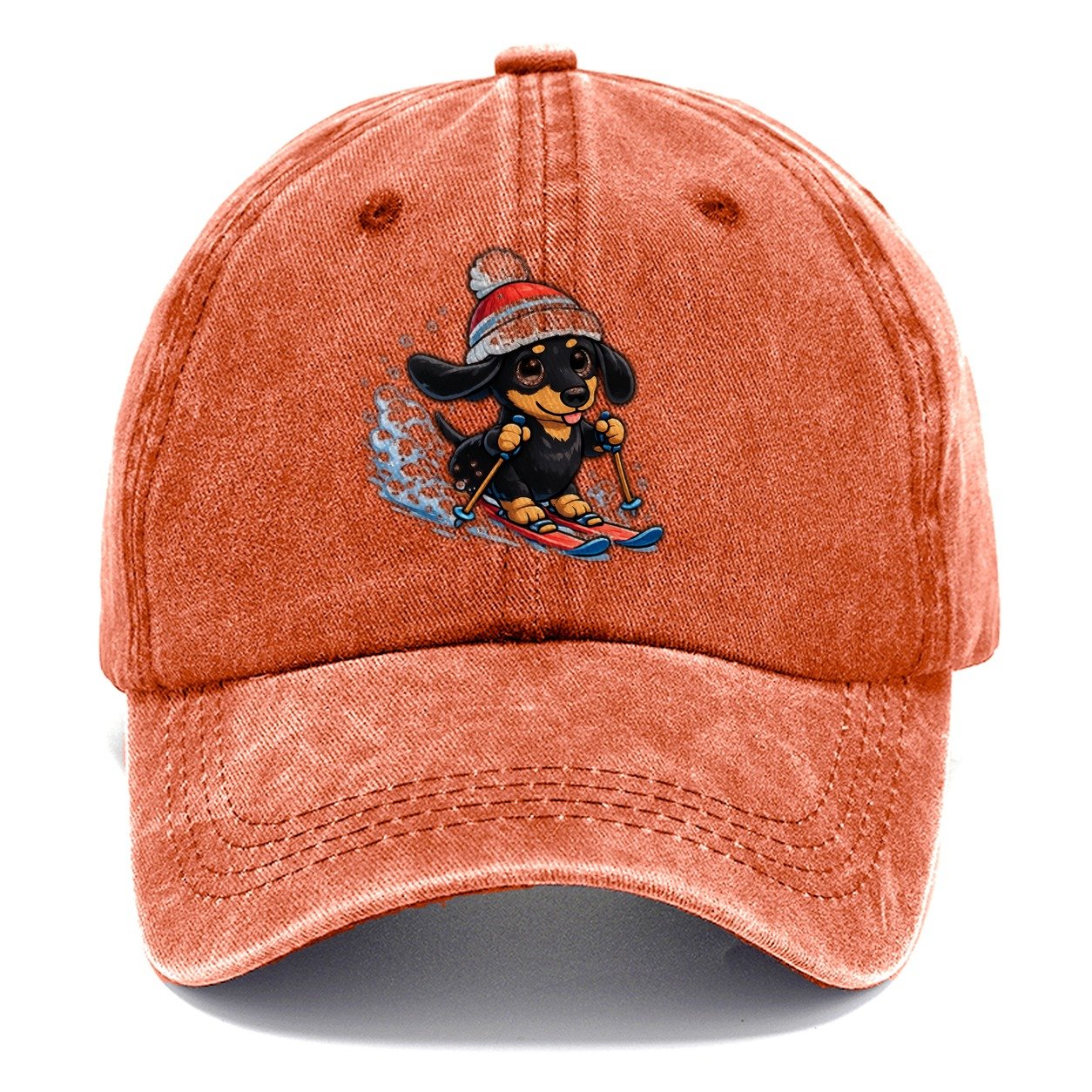 Skiing Dachshund Slopes Classic Cap – Terracotta Clay