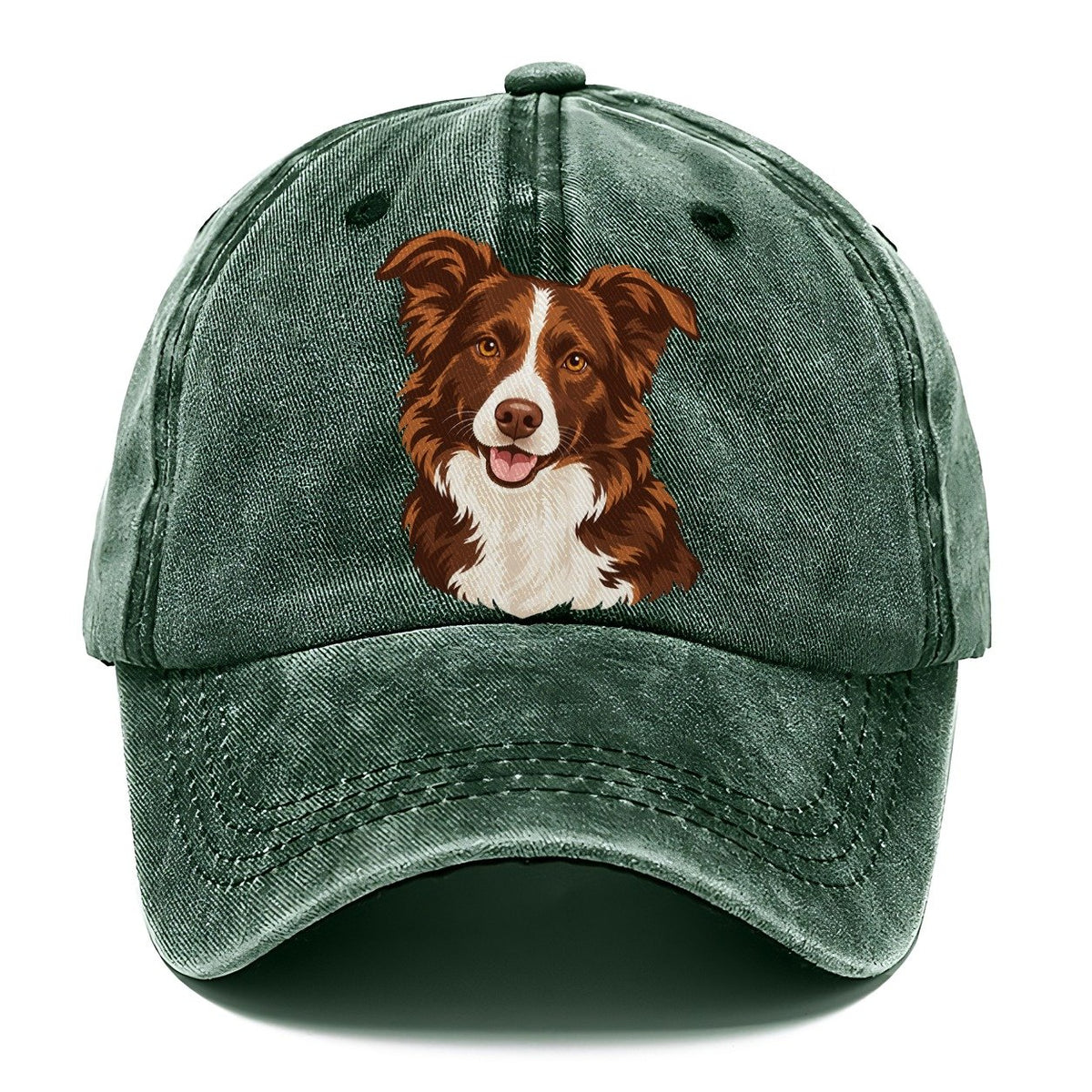 Brown and White Aussie Dog Classic Cap – Forest Mist