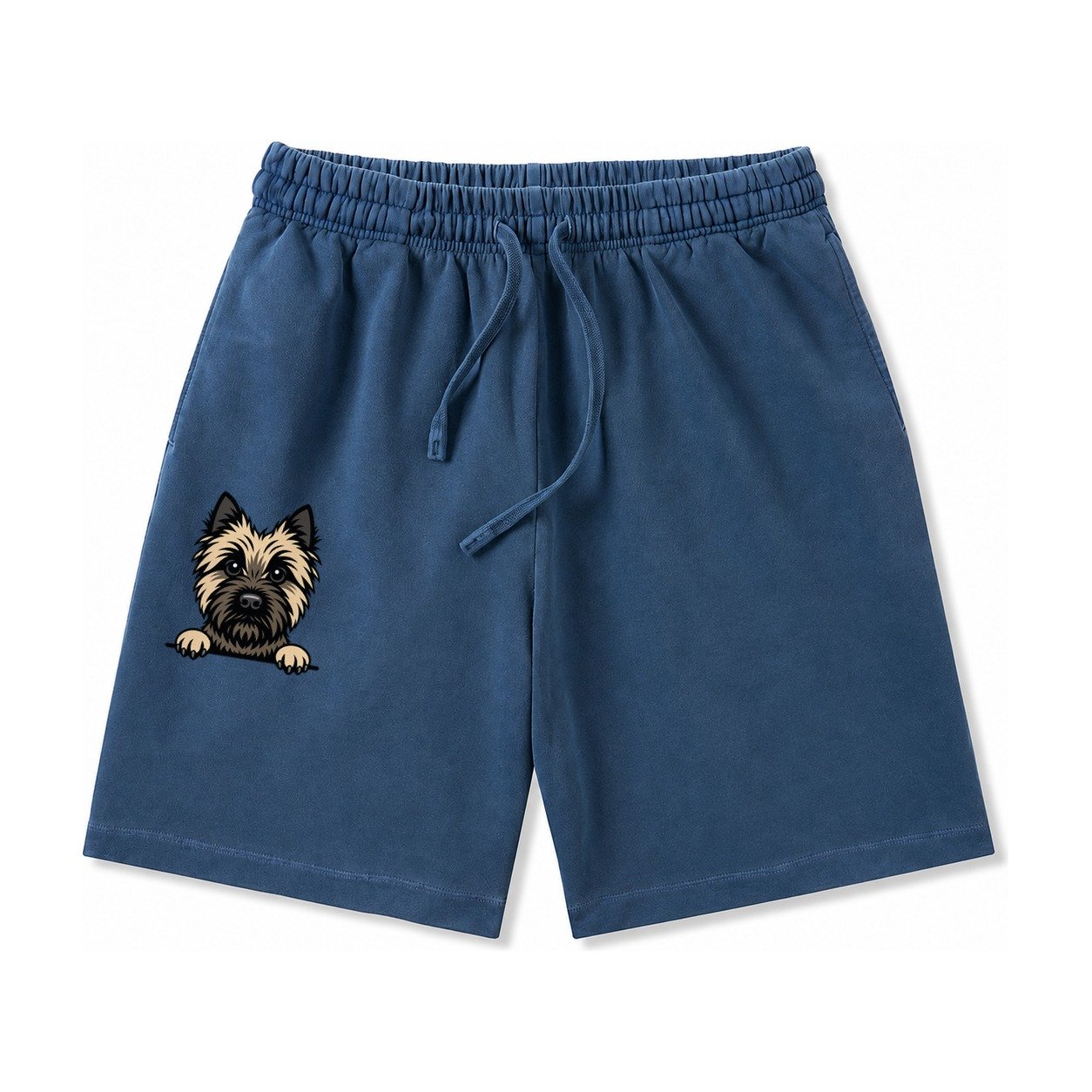 Cairn Terrier Wheaten Colored Pose Washed Shorts – Denim Blue