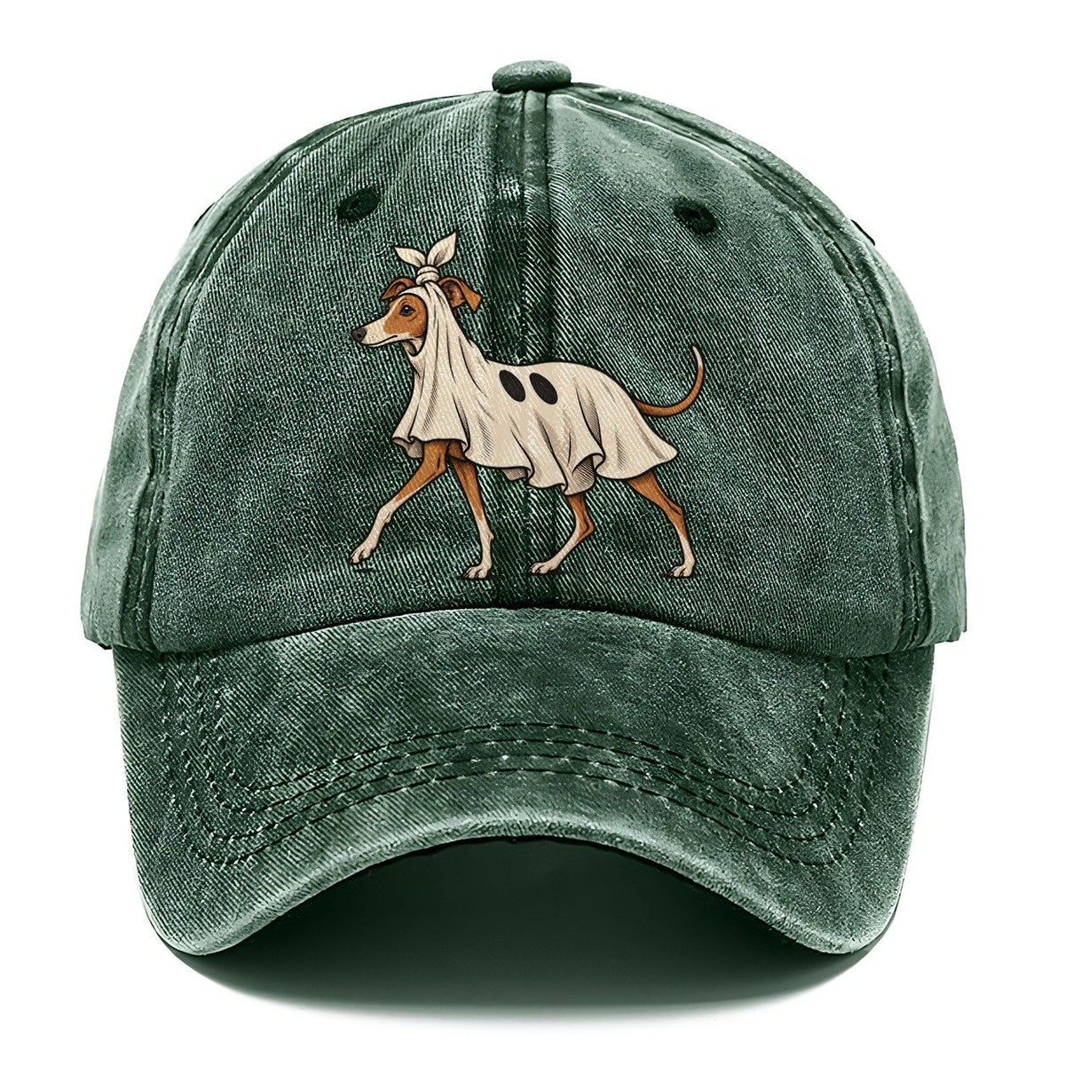 One Italian Greyhound In Halloween Costume Ghost Costume With A Jaunty Knot Tied On Top Halloween Dog Parade Classic Cap – Forest Mist