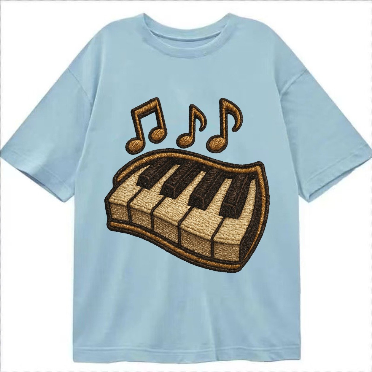 Piano Keys Ivory And Ebony Keys With Music Notes Classic T-shirt – Light Blue