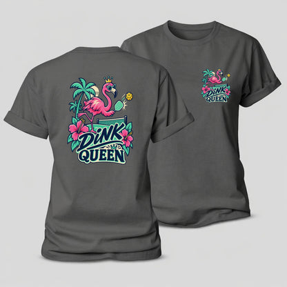 Flamingo Dink Queen Pickleball Life Women's Cotton T-Shirt – Grey
