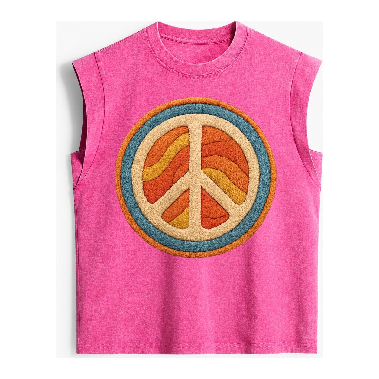 Retro Peace Harmony Vintage Washed Tank – Pink