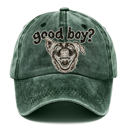 A Wide Eyed Feral Mongrel Head Grinning Straight At The Viewer Bark For Me Classic Cap – Forest Mist