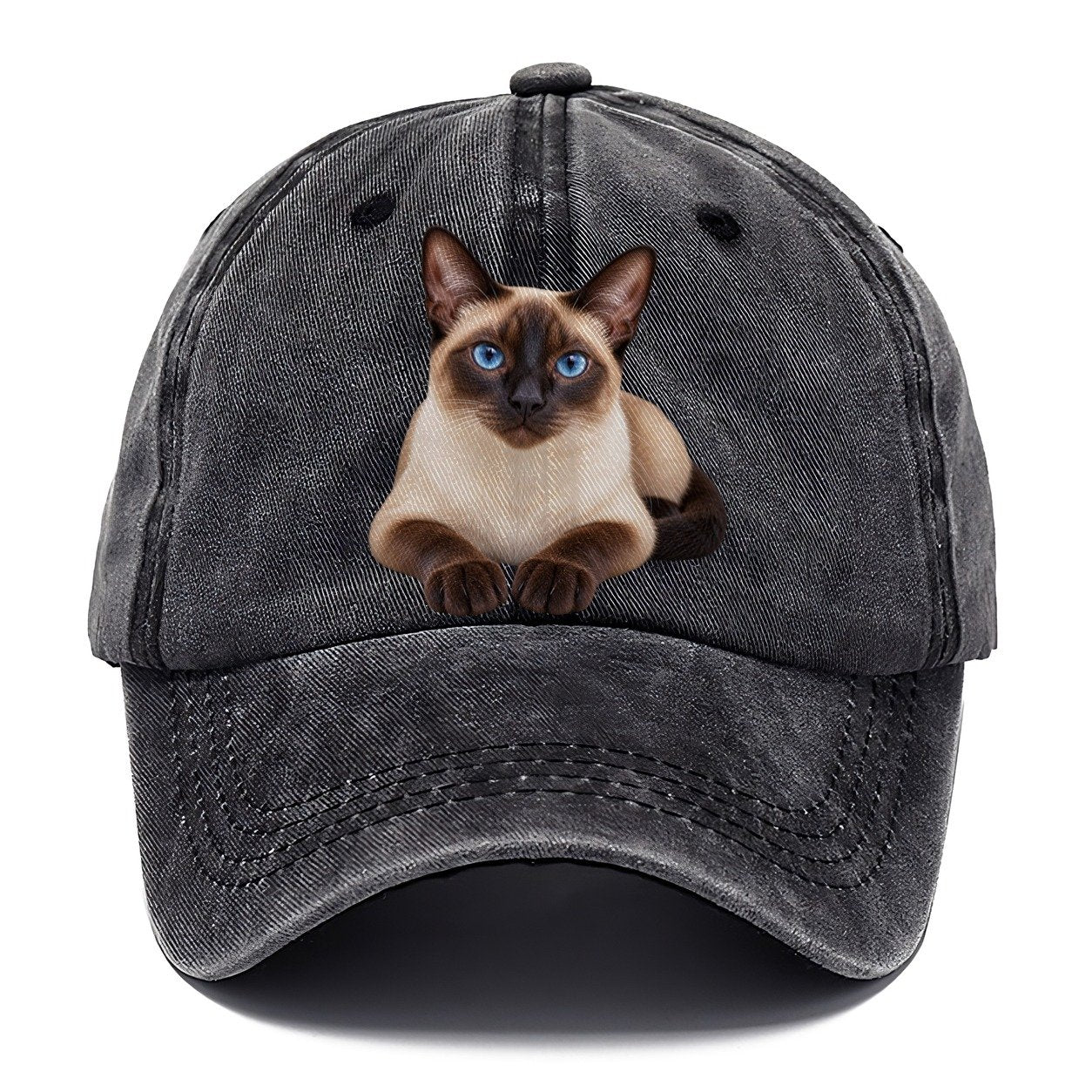 Siamese Reclining Paws Forward Realistic Cat Portrait Classic Cap – Graphite