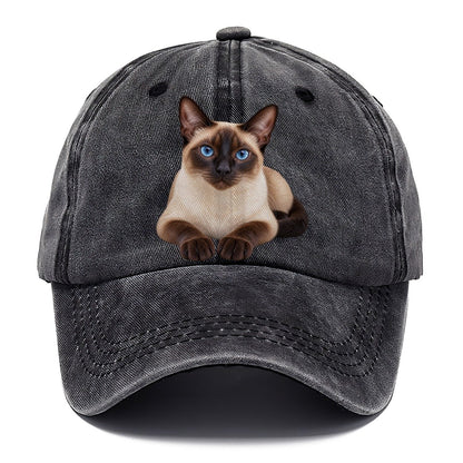 Siamese Reclining Paws Forward Realistic Cat Portrait Classic Cap – Graphite